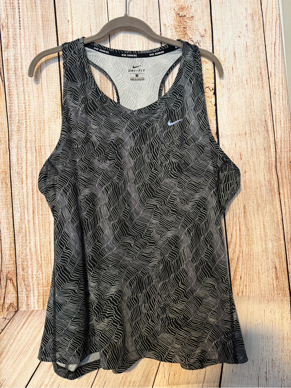 Nike Black & White Patterned Dri-FIT Racerback Tank